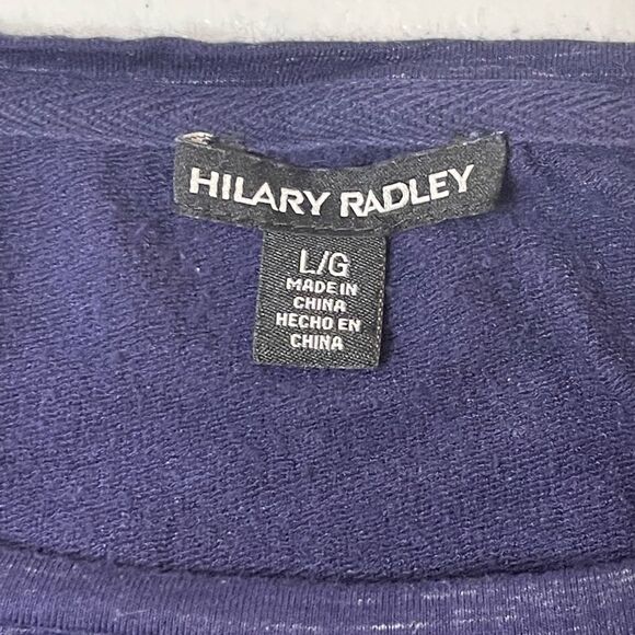 Two Hilary Radley long sleeve dresses. Blue and gray/White. Both Large - Picture 8 of 9